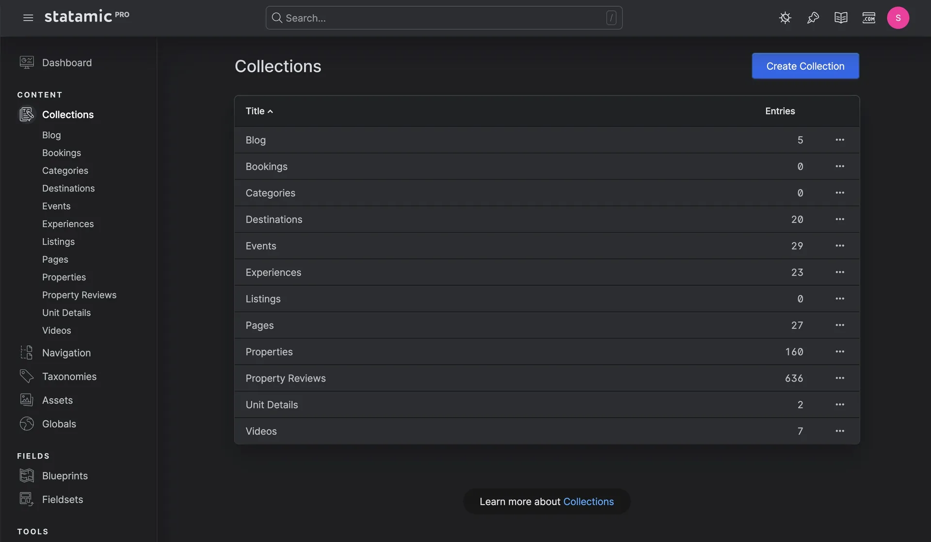 Statamic CMS admin we build custom development on