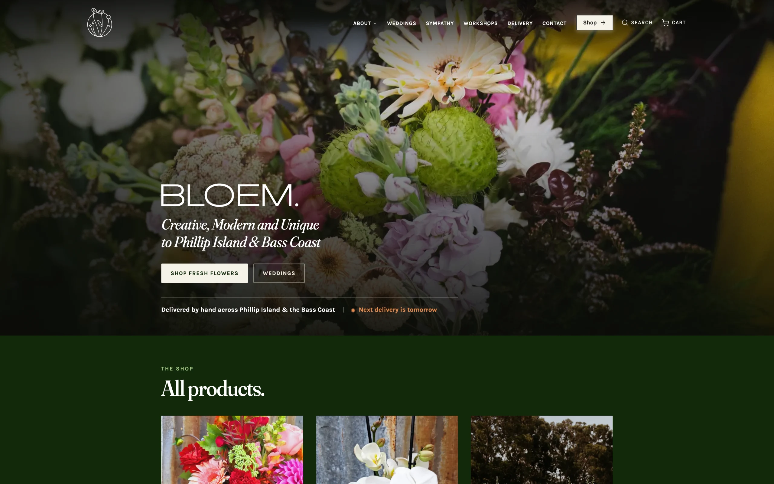 BLOEM Phillip Island website screenshot