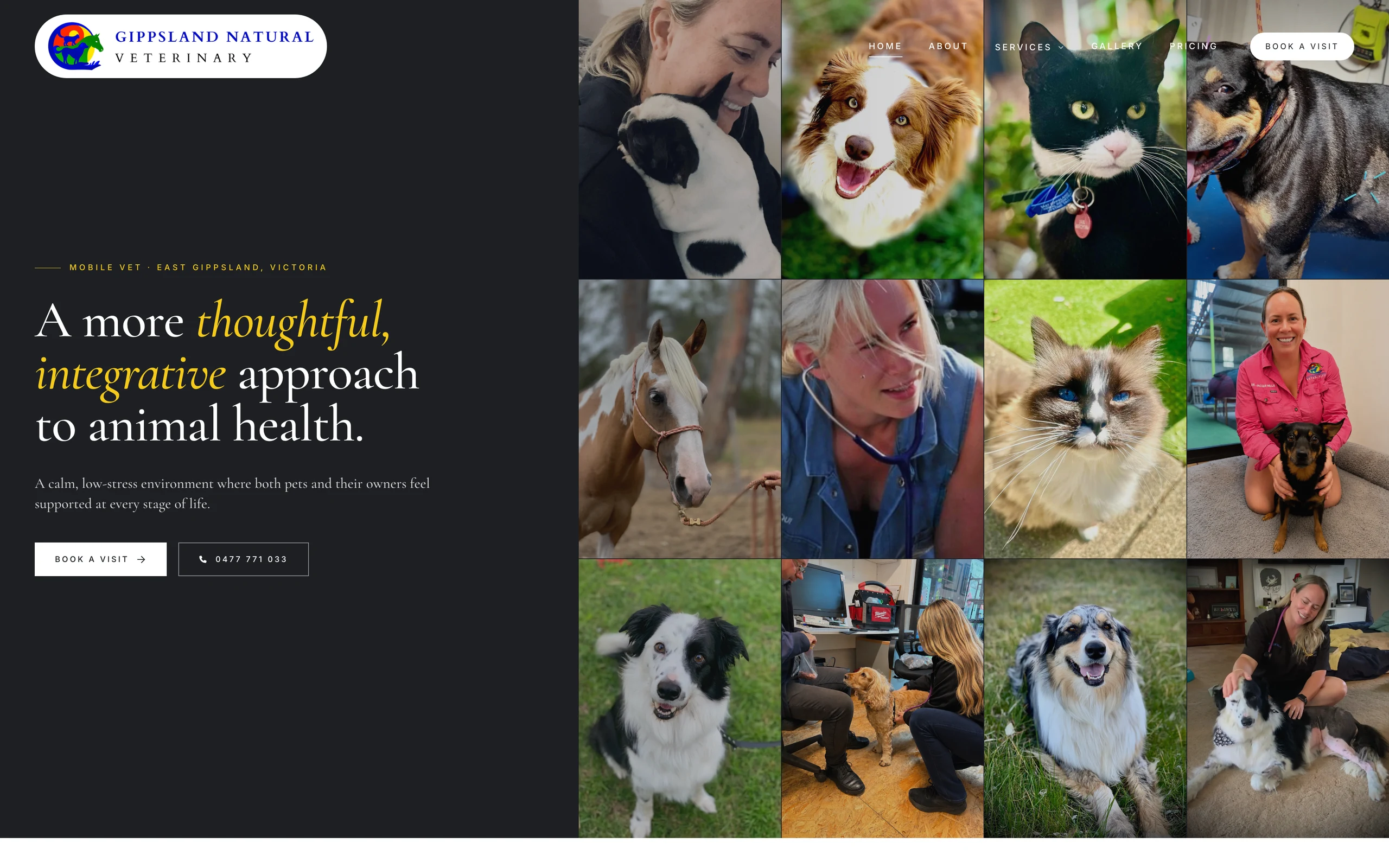 Gippsland Natural Veterinary website screenshot