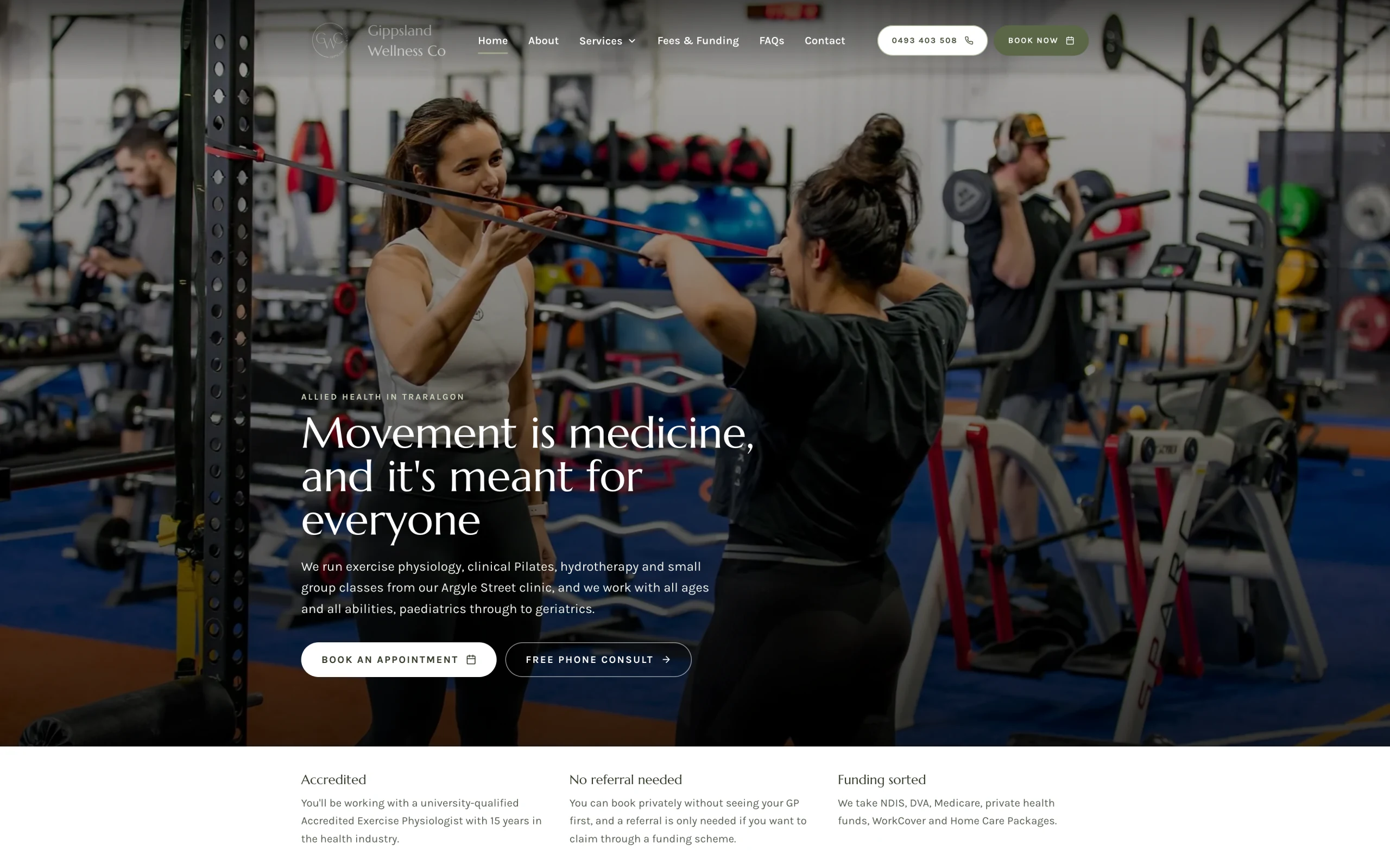 Gippsland Wellness Co website screenshot