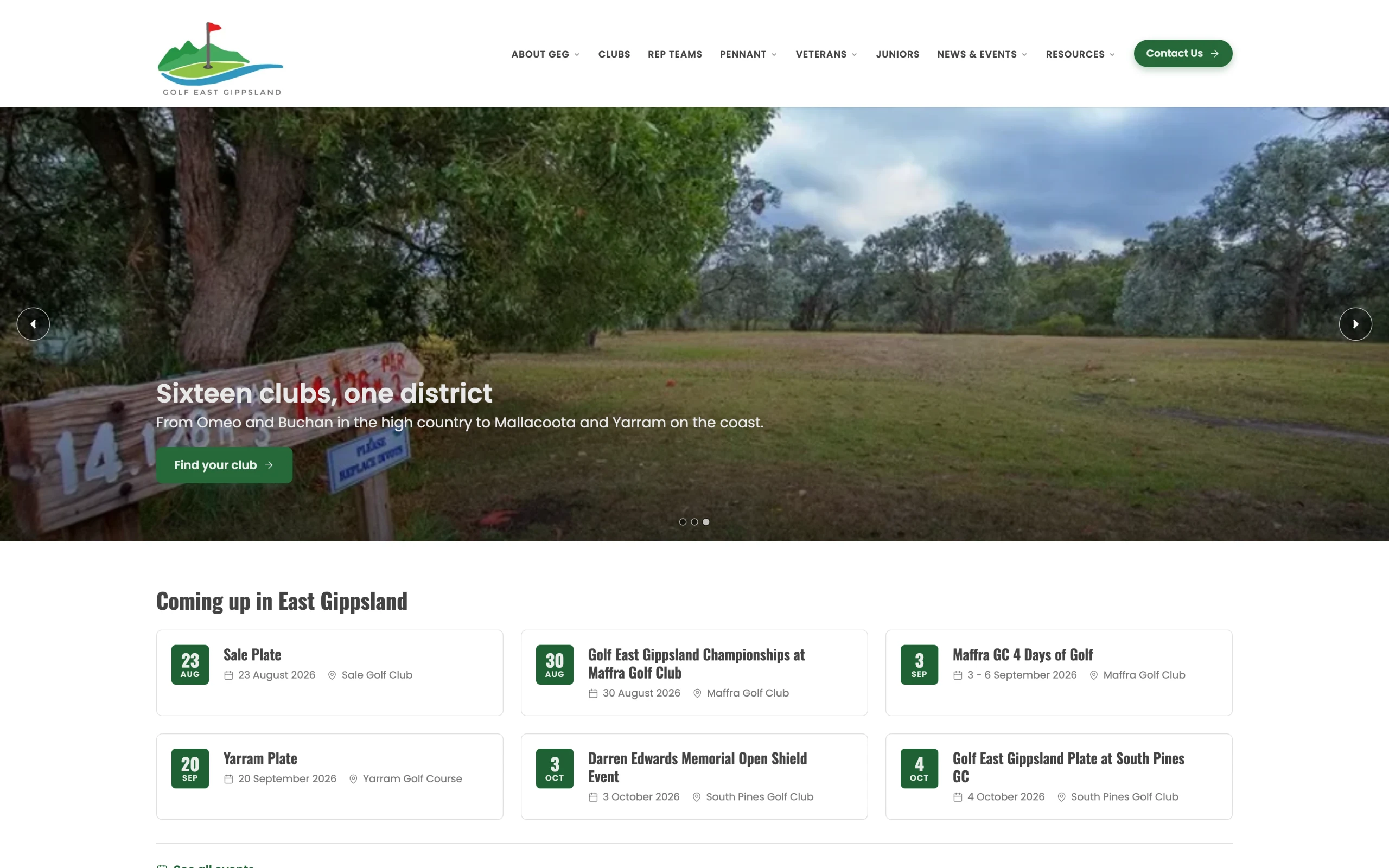 Golf East Gippsland website screenshot