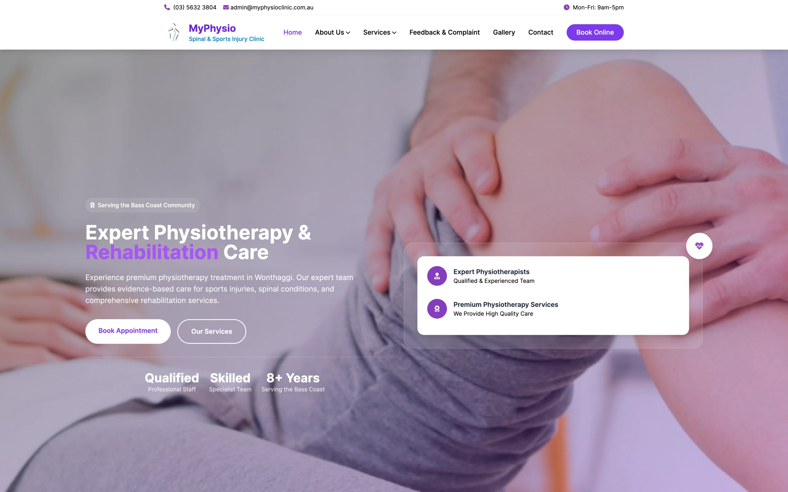 MyPhysio Clinic website screenshot