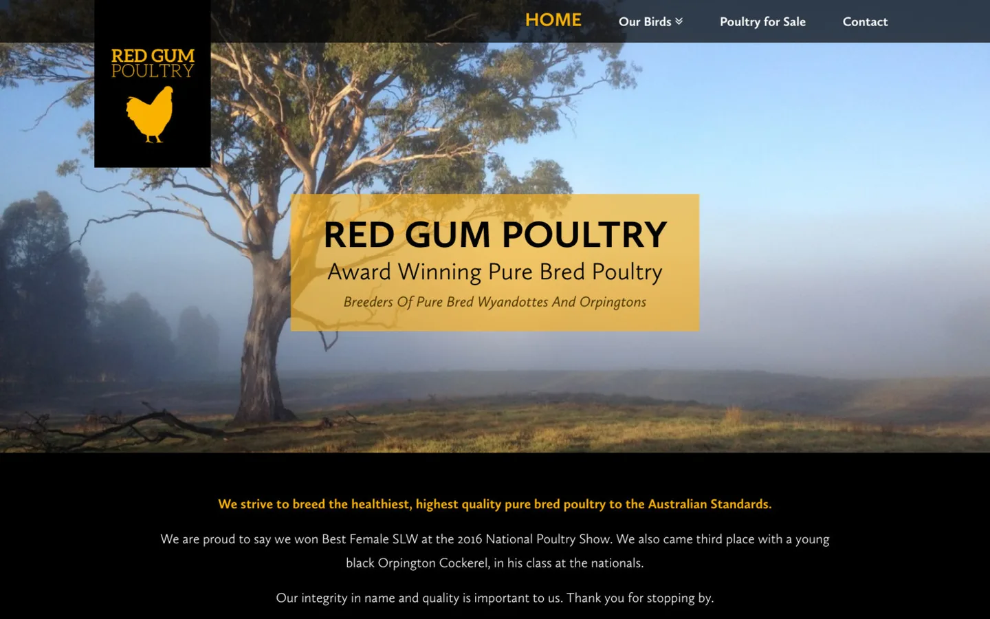Red Gum Poultry website screenshot