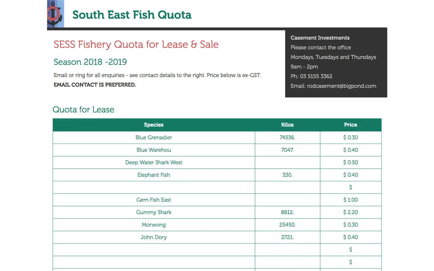 South East Fish Quota